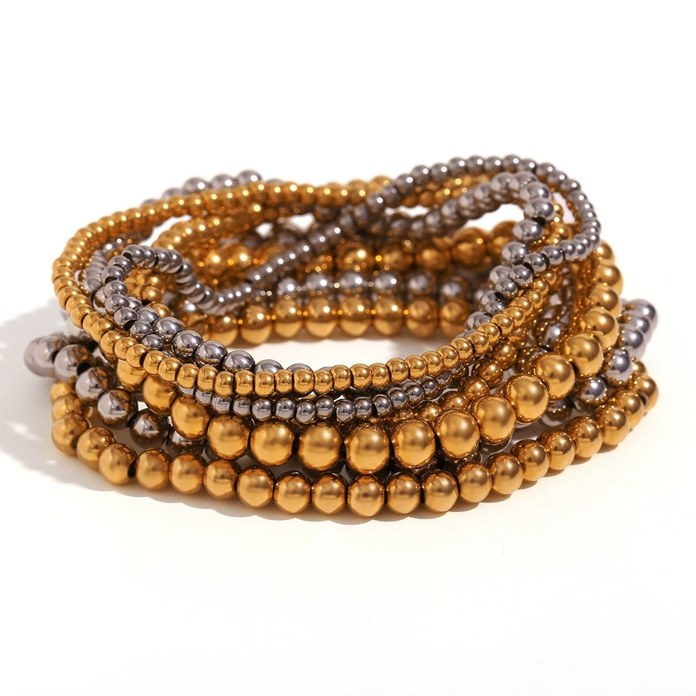 Gold and Silver Beaded Bracelets