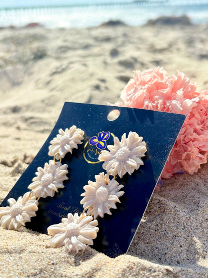 Daisy Chain Drop Earrings - Handmade Floral Statement Jewelry