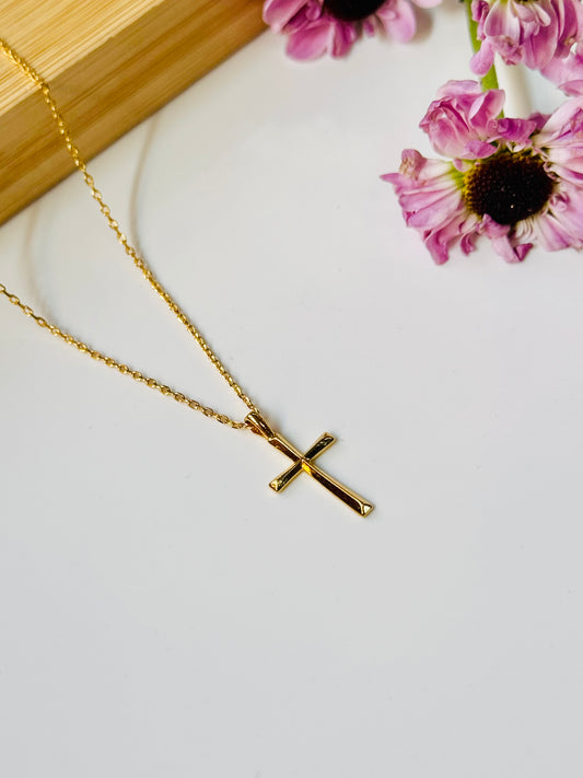 Dainty Gold Cross Necklace | 18K Gold Dipped Sterling Silver | Dainty Cross Necklace