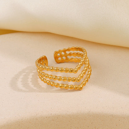 Golden Beaded Cuff Ring