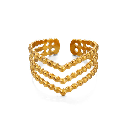 Golden Beaded Cuff Ring