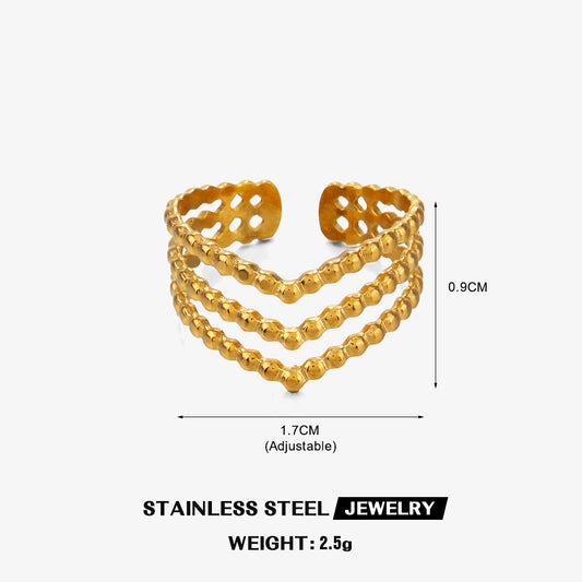 Golden Beaded Cuff Ring