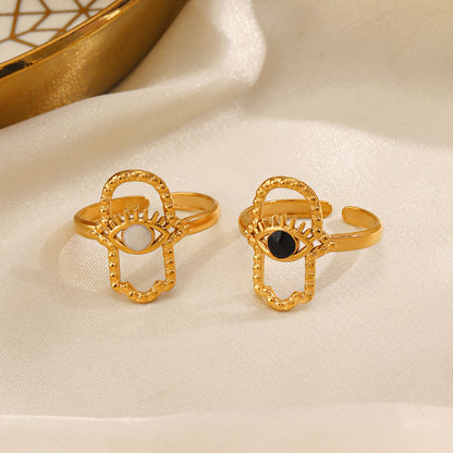 Boho Hamsa Evil Eye Ring – Protection & Style