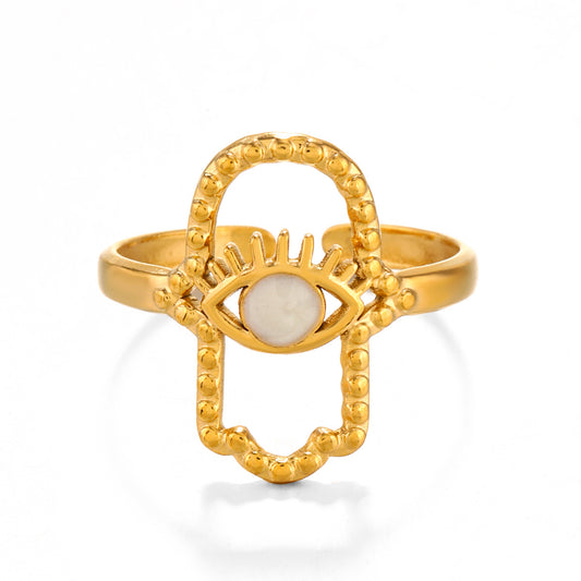 Boho Hamsa Evil Eye Ring – Protection & Style