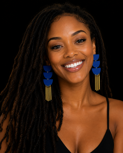 Royal Blue Fringe Earrings