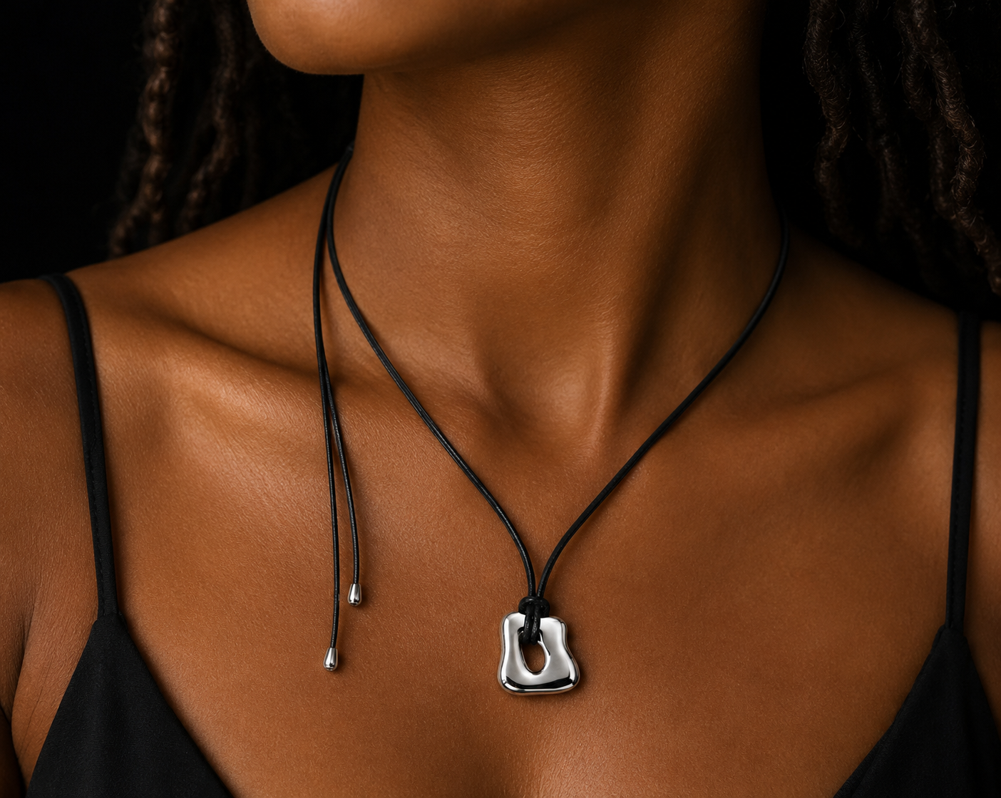 Abstract Pendant Cord Necklace