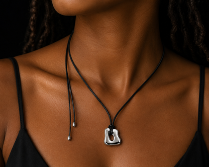 Abstract Pendant Cord Necklace