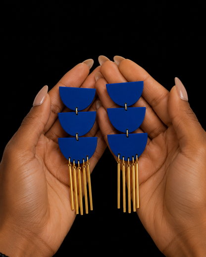 Royal Blue Fringe Earrings