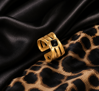 Center Stone Ring | Waterproof Stainless Steel | Tarnish Resistant | Hypoallergenic