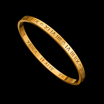 Roman Numeral Bangle | Stainless Steel | Tarnish Resistant | Hypoallergenic