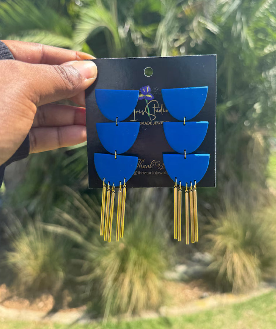 Royal Blue Fringe Earrings