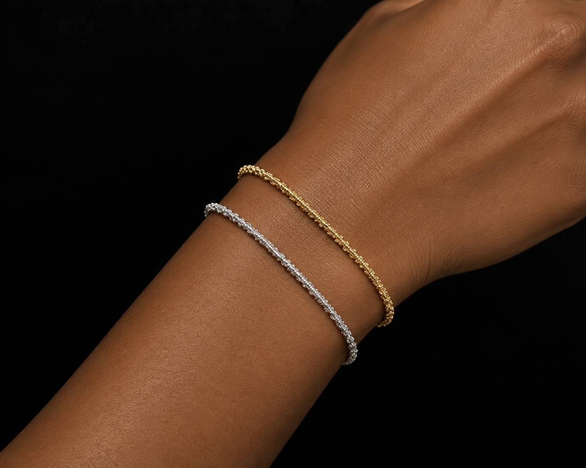 Textured Beaded Chain Bracelet | Stainless Steel | Tarnish Resistant | Hypoallergenic