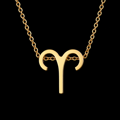 Gold Stainless Steel Zodiac Symbol Necklace – Adjustable & Timeless