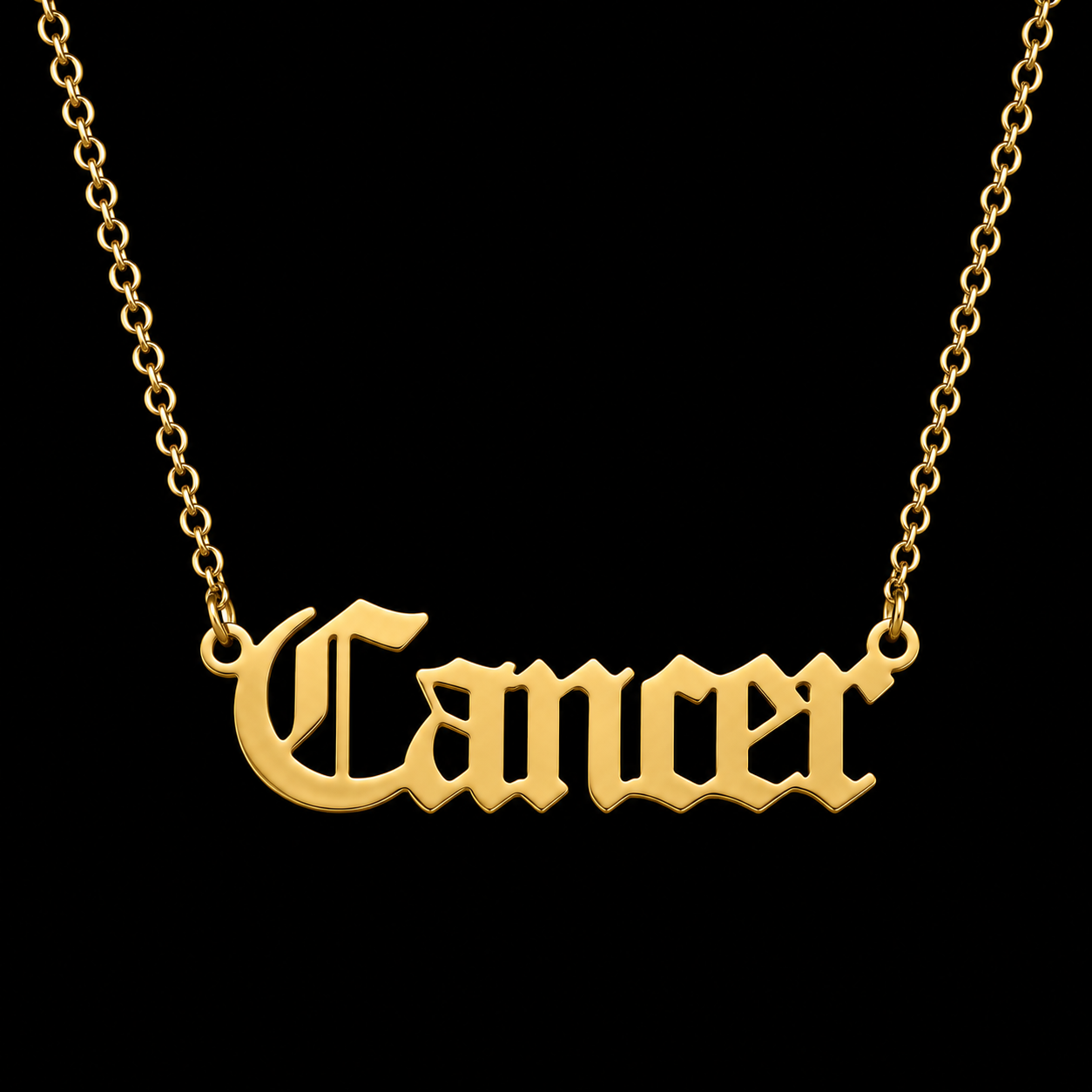 18K Gold Old English Font Zodiac Necklace | WATERPROOF | STAINLESS STEEL | Horoscope Birth Star Sign | Astrology Gift | Necklace for Women