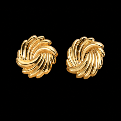 Golden Swirl Studs | Waterproof Stainless Steel Stud Earrings | Hypoallergenic