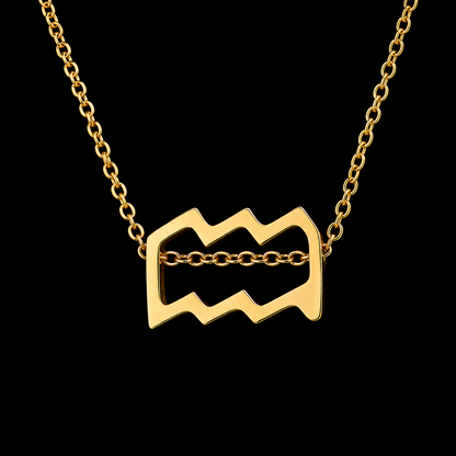 Gold Stainless Steel Zodiac Symbol Necklace – Adjustable & Timeless