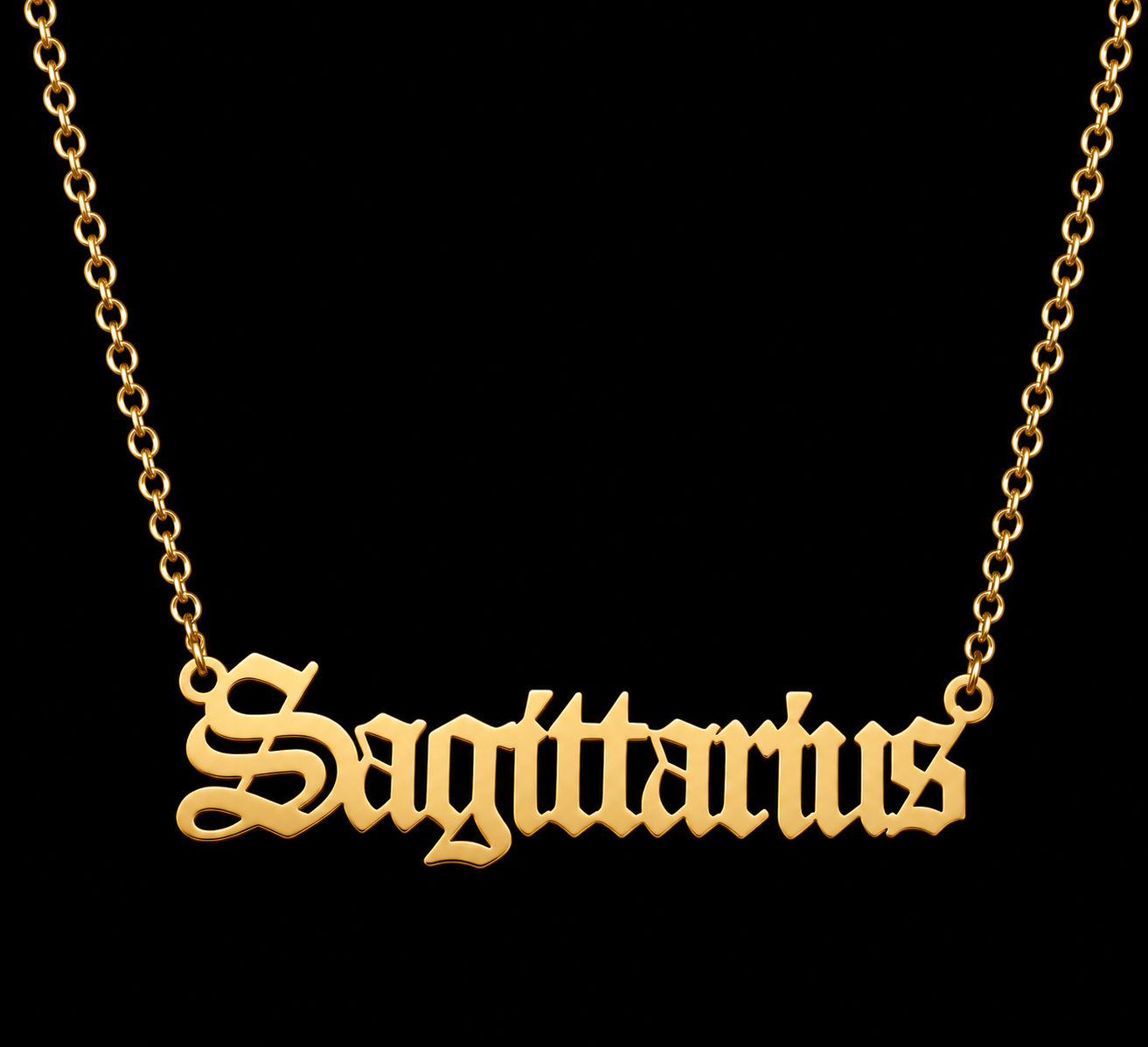 18K Gold Old English Font Zodiac Necklace | WATERPROOF | STAINLESS STEEL | Horoscope Birth Star Sign | Astrology Gift | Necklace for Women