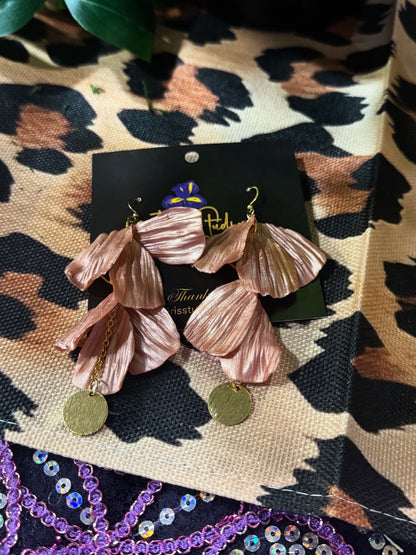 Rose Gold Tiered Petal Earrings