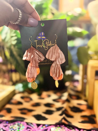 Rose Gold Tiered Petal Earrings