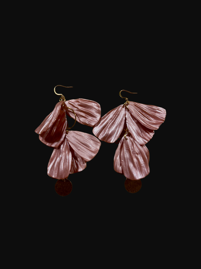 Rose Gold Tiered Petal Earrings