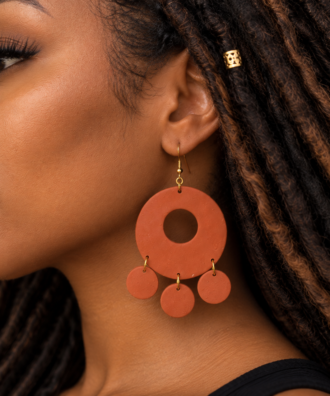 Earthy Terra Statement Earrings – Handmade Polymer Clay Dangles