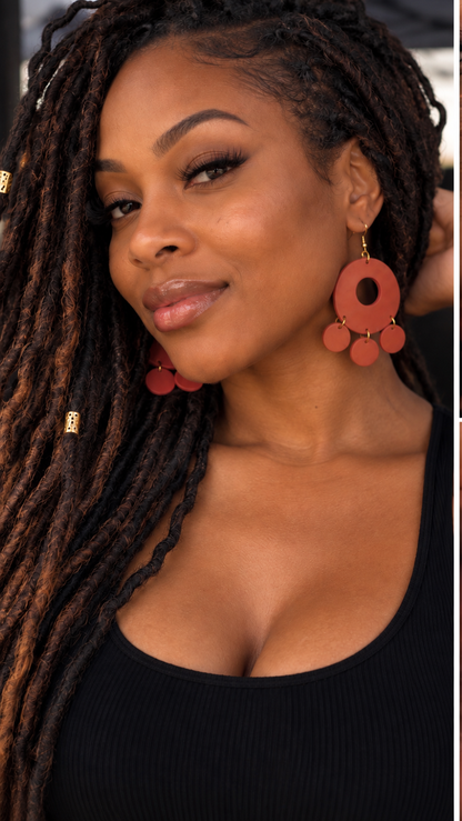 Earthy Terra Statement Earrings – Handmade Polymer Clay Dangles