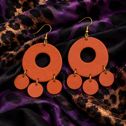 Earthy Terra Statement Earrings – Handmade Polymer Clay Dangles