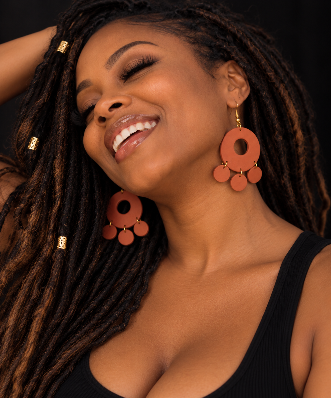 Earthy Terra Statement Earrings – Handmade Polymer Clay Dangles