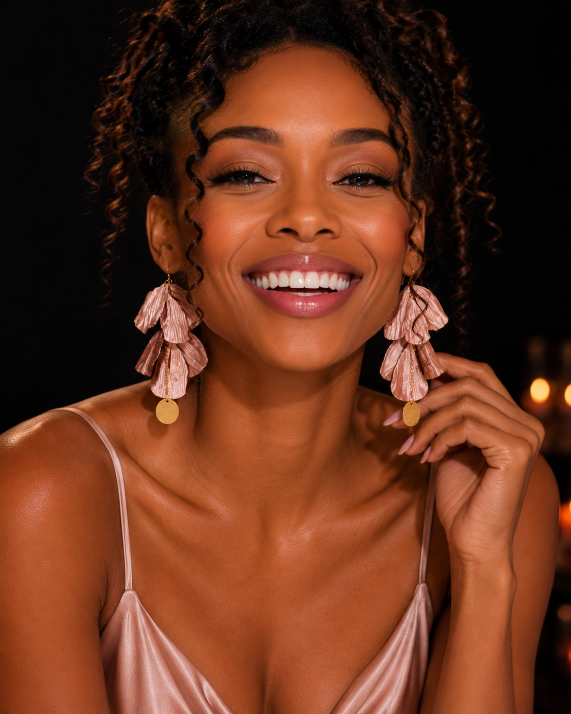 Rose Gold Tiered Petal Earrings