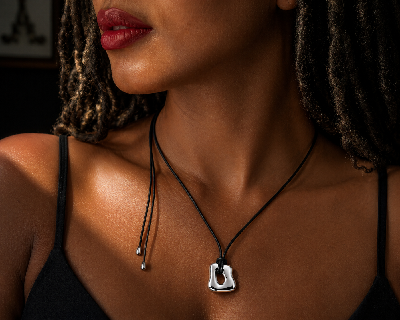Abstract Pendant Cord Necklace