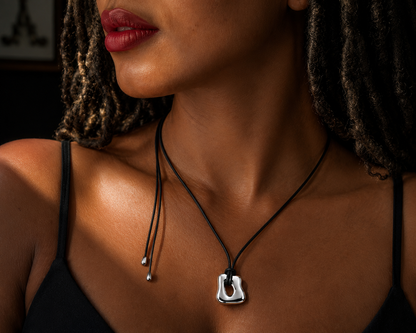 Abstract Pendant Cord Necklace