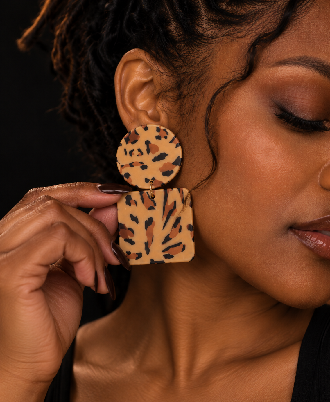 Wild Side Statement Earrings – Leopard Print Polymer Clay Dangles