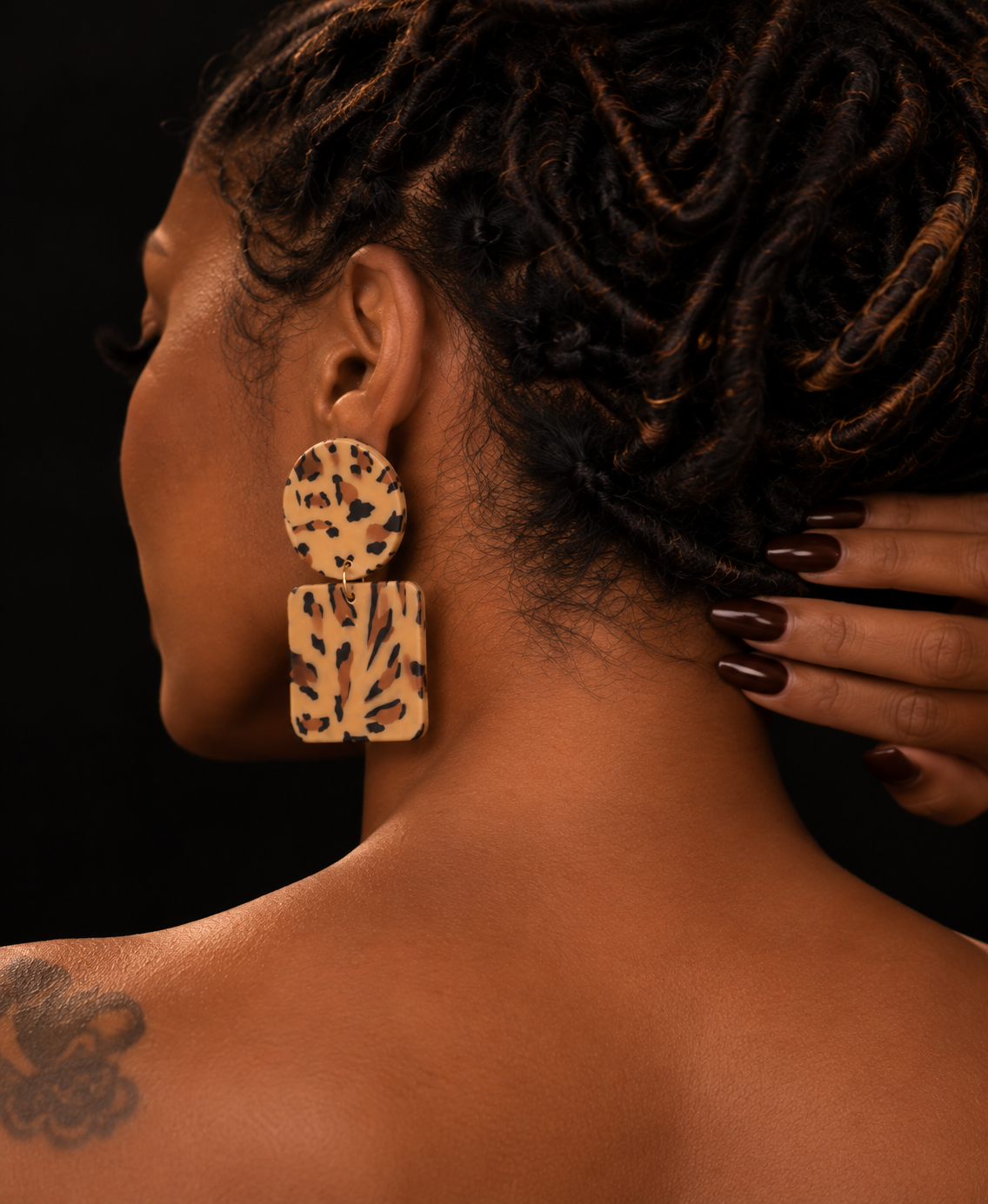 Wild Side Statement Earrings – Leopard Print Polymer Clay Dangles