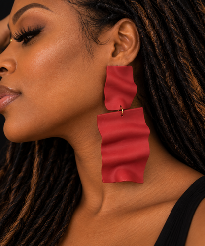 Hidden Wild Statement Earrings – Red Sculpted Polymer Clay Dangles