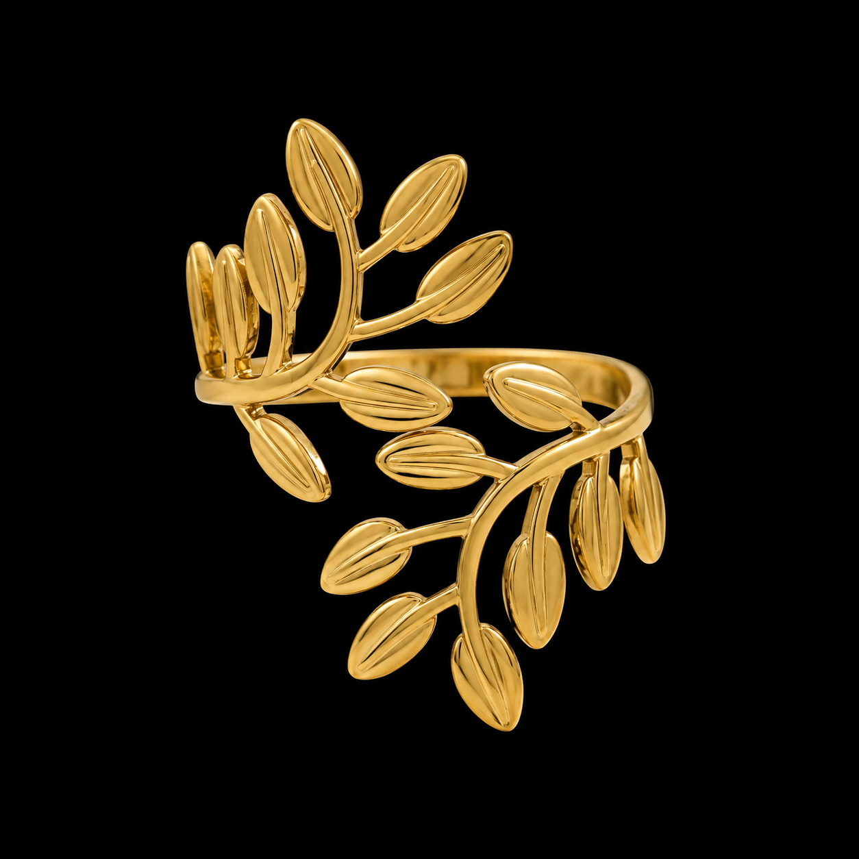 Adjustable Golden Leaf Ring