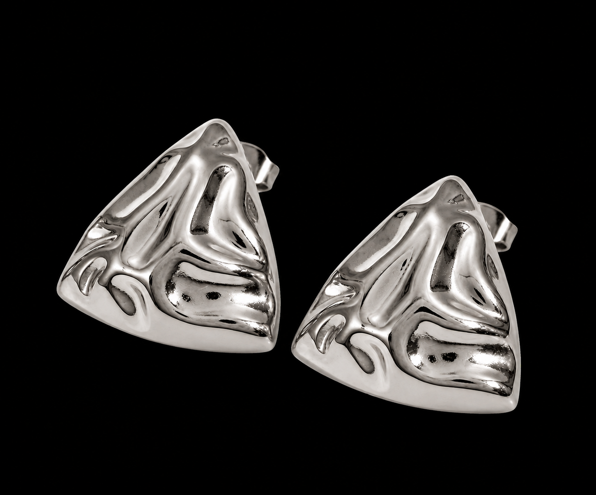 Molten Triangle Earrings | Stainless Steel | Tarnish Resistant | Hypoallergenic