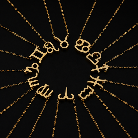 Gold Stainless Steel Zodiac Symbol Necklace – Adjustable & Timeless