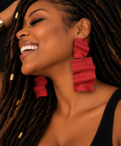 Hidden Wild Statement Earrings – Red Sculpted Polymer Clay Dangles