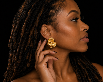 Textured Shell Studs | Waterproof Stainless Steel Stud Earrings | Hypoallergenic