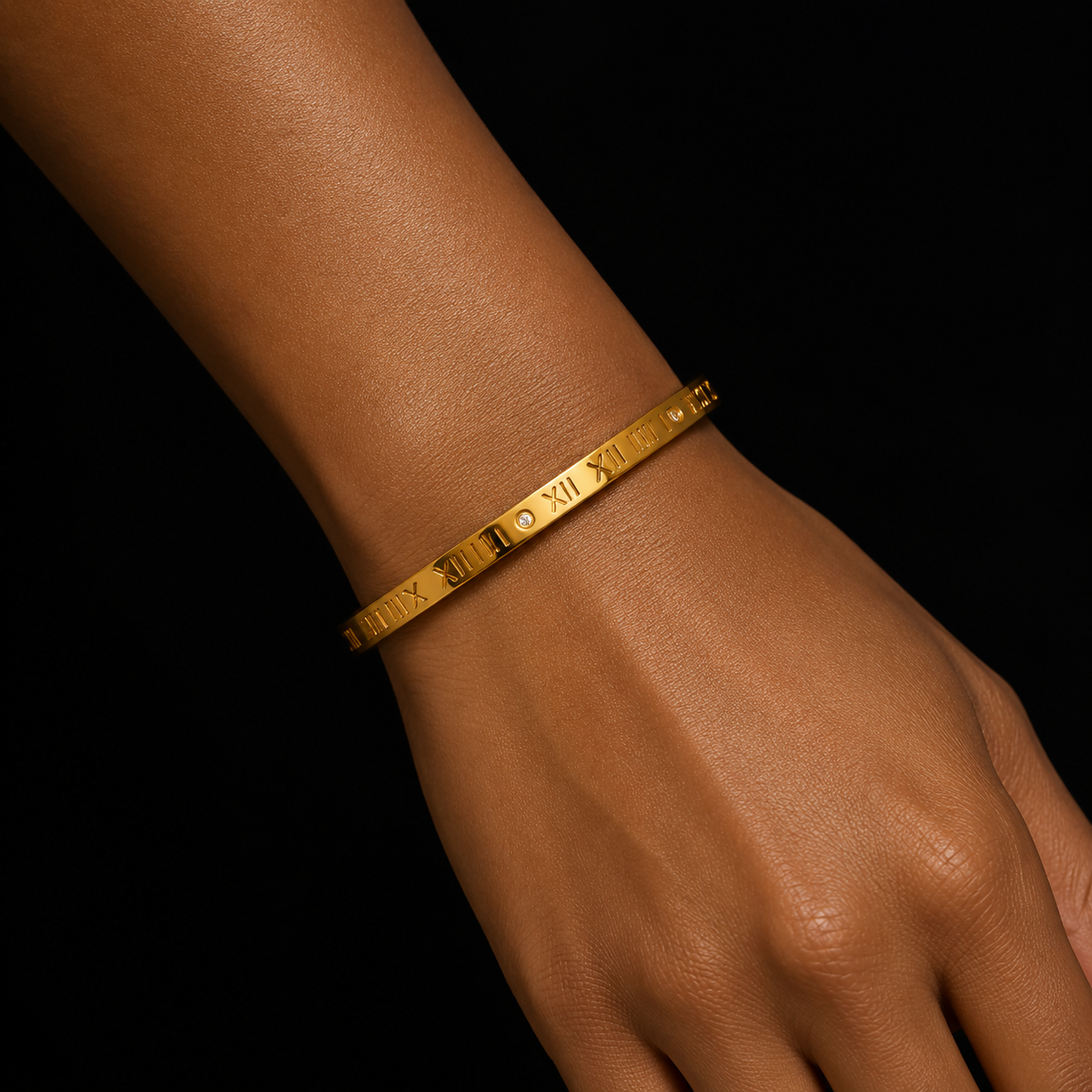 Roman Numeral Bangle | Stainless Steel | Tarnish Resistant | Hypoallergenic