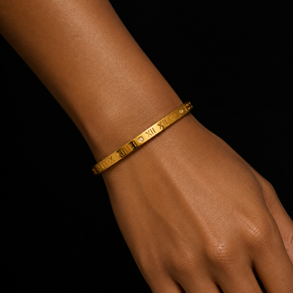 Roman Numeral Bangle | Stainless Steel | Tarnish Resistant | Hypoallergenic