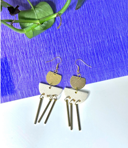 Polymer Clay Dangle Drop Textured Earrings | Handmade | Lightweight | Gold plated Earrings | Statement Jewelry
