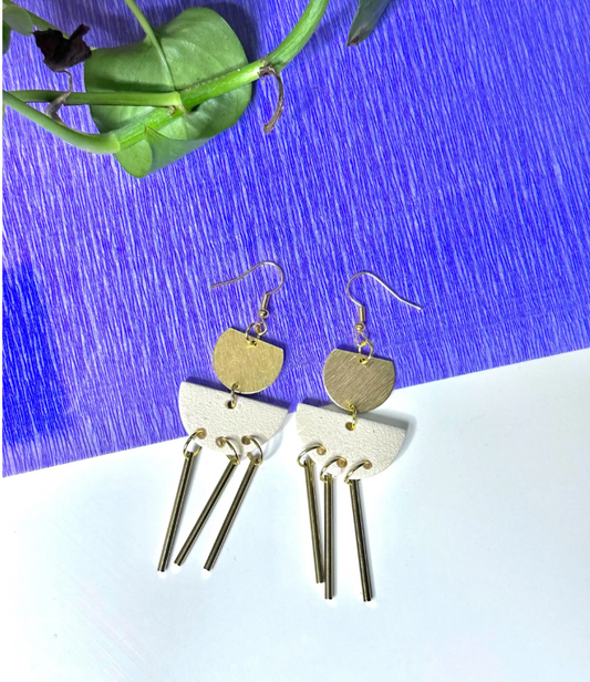 Polymer Clay Dangle Drop Textured Earrings | Handmade | Lightweight | Gold plated Earrings | Statement Jewelry