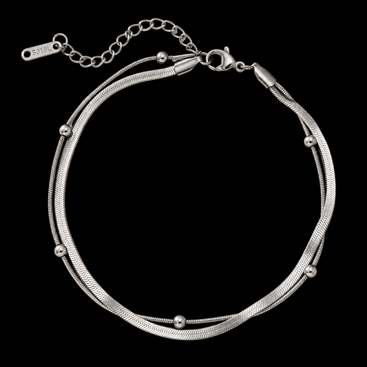 Silver Smooth Round Bangle Anklet | Waterproof Stainless Steel | Tarnish Resistant | Hypoallergenic