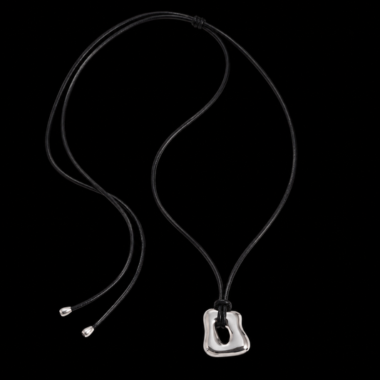 Abstract Pendant Cord Necklace