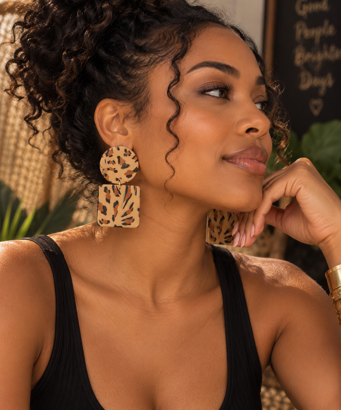 Wild Side Statement Earrings – Leopard Print Polymer Clay Dangles