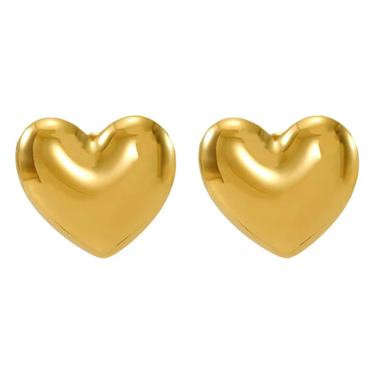 18k Gold Plated Heart Earrings | Classic & Tarnish-Resistant | Stainless Steel | Waterproof Jewelry