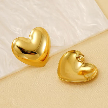 18k Gold Plated Heart Earrings | Classic & Tarnish-Resistant | Stainless Steel | Waterproof Jewelry