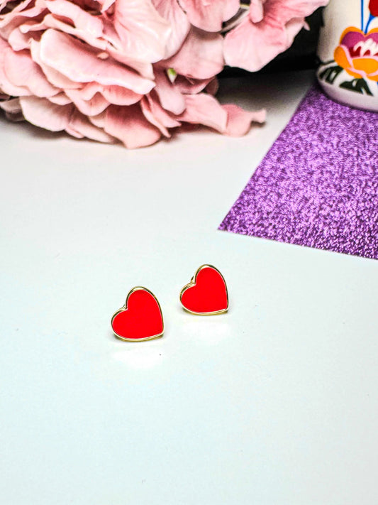 Dainty Heart Stud Earrings | Heart Earrings | Hypoallergenic Stud Earrings | 14K Gold Plated Stud Earrings
