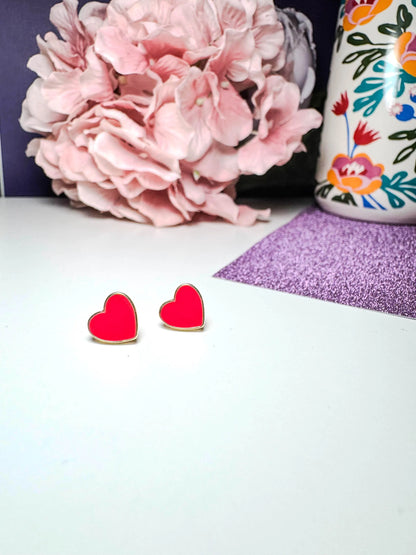 Dainty Heart Stud Earrings | Heart Earrings | Hypoallergenic Stud Earrings | 14K Gold Plated Stud Earrings